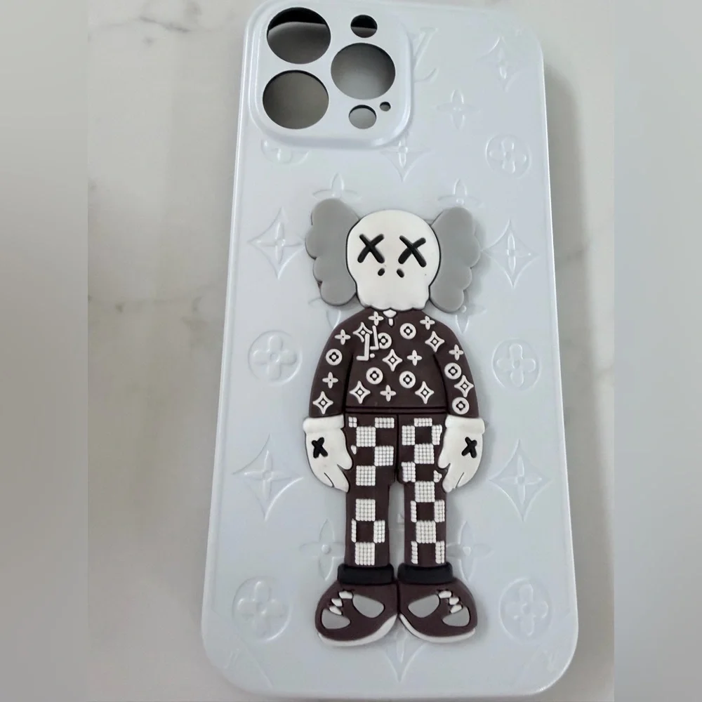 iPhone 13 Pro Max Designer White and Brown Phone Case